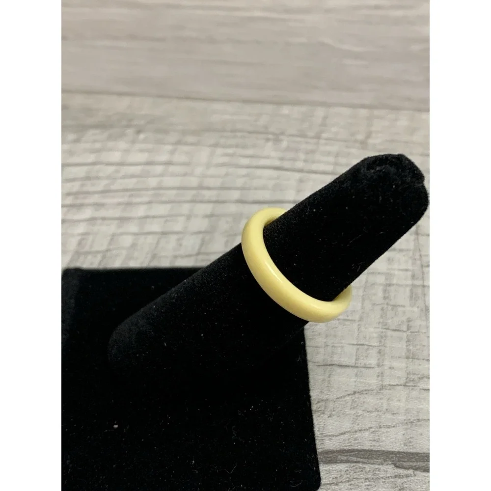 Colorful Acrylic Ring - Opaque Resin Band Round Ring Yellow